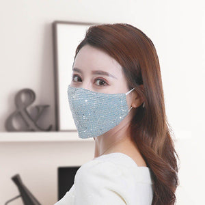 Reiki Sequin Face Mask - Blue